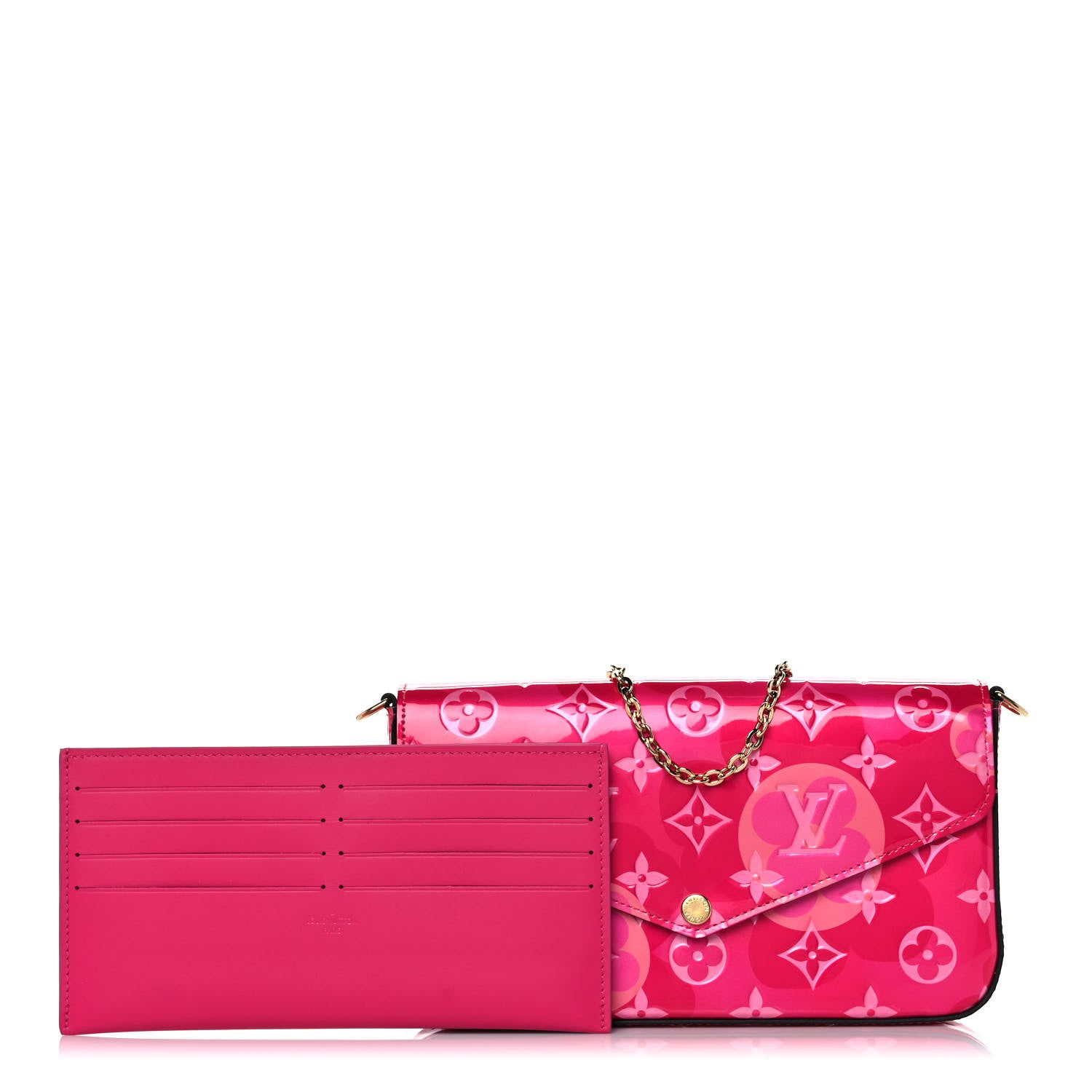 Louis Vuitton Vernis Valentine Pochette Felicie Chain Wallet Fuchsia 1 of 12