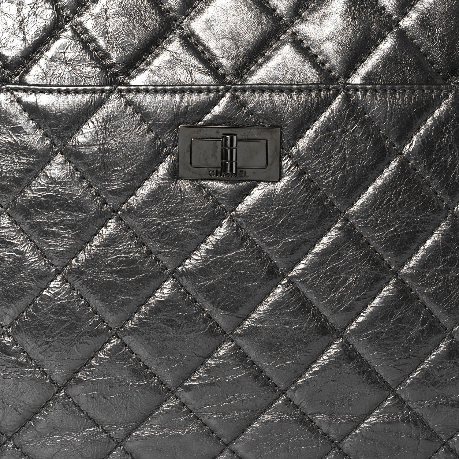 Chanel Metallic Aged Calfskin Quilted Large Reissue Camera Case Silver 8 of 10