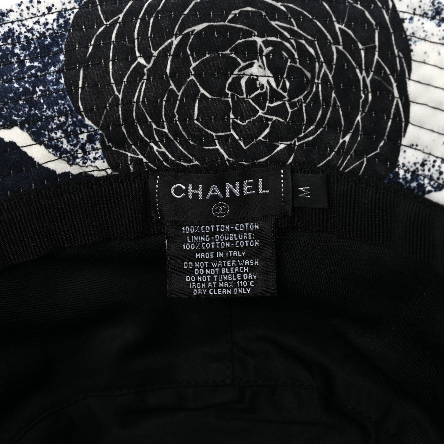 Chanel Cotton Coco Print Bucket Hat M Navy Black White 7 of 7