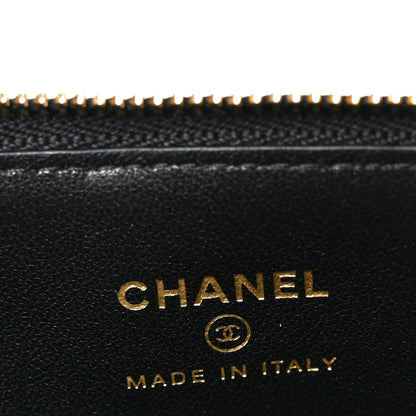 Chanel Calfskin Crocodile Embossed Crococo Zipped Card Holder Black 6 of 8