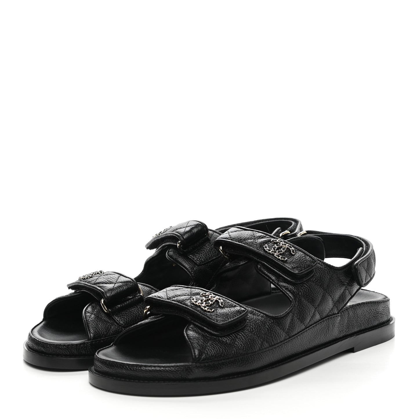 Grained Calfskin Velcro Dad Sandals 40.5 Black