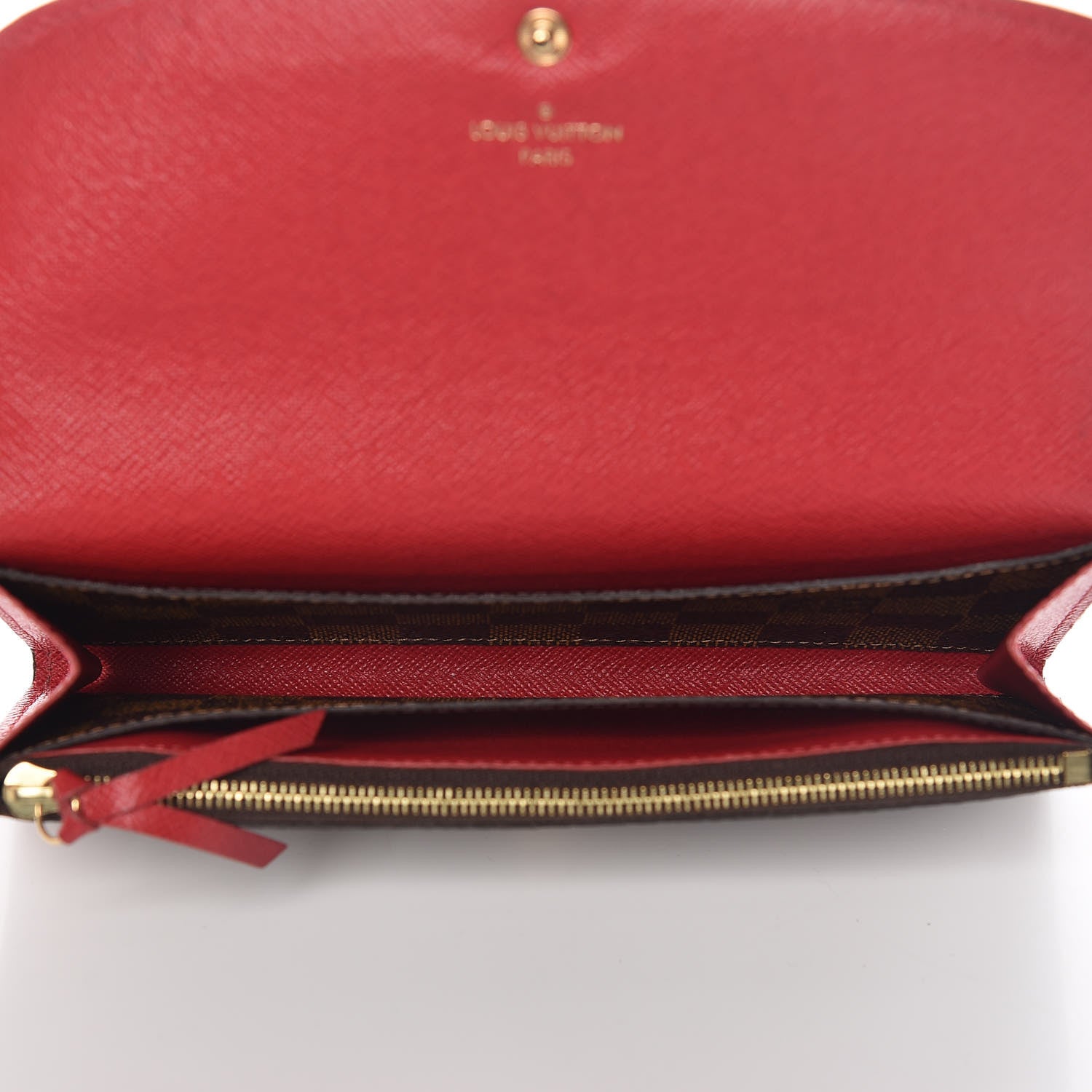 Louis Vuitton Damier Ebene Emilie Wallet Red 5 of 16