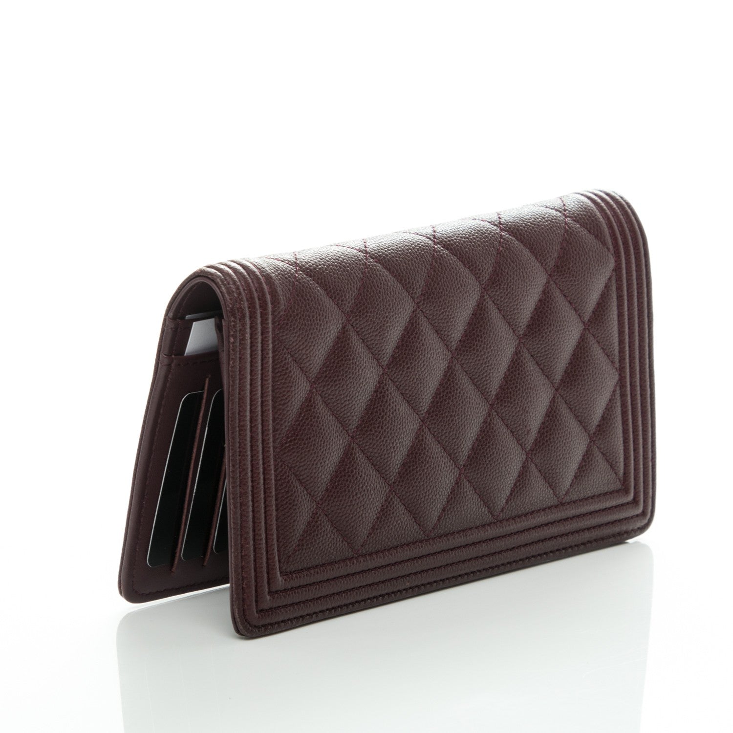 Chanel Caviar Quilted Boy Yen Wallet Dark Purple 3 of 8