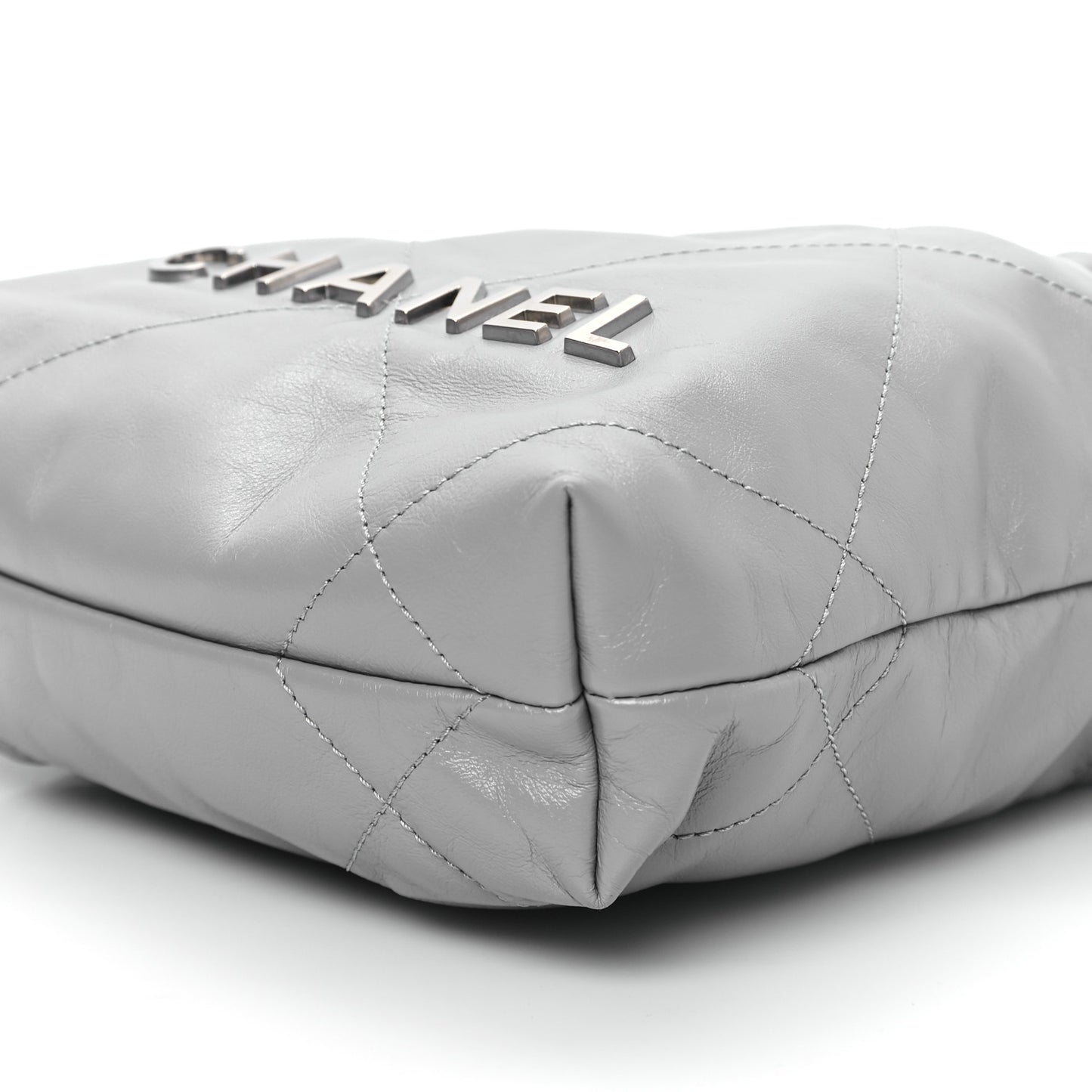 Shiny Calfskin Quilted Mini Chanel 22 Grey