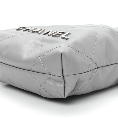 Chanel Shiny Calfskin Quilted Mini Chanel 22 Grey 10 of 13