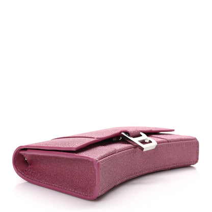Balenciaga Sparkling Fabric XS Hourglass Wallet On Chain Sweet Pink 4 of 8