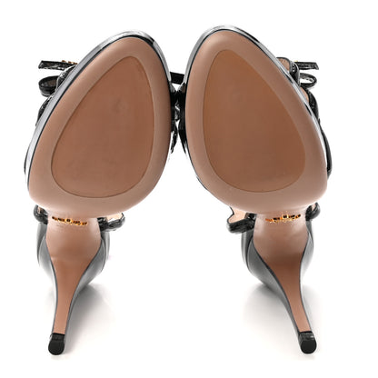Prada Vernice Bow Slingback Pumps 37.5 Black 6 of 9
