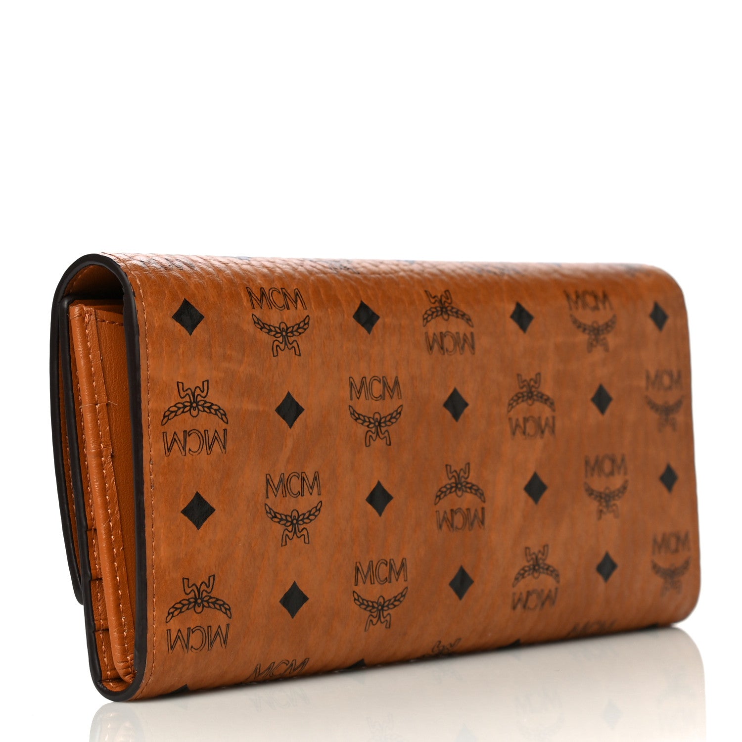 MCM Visetos Large Trifold Flap Wallet Cognac 3 of 23