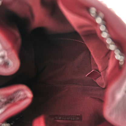 Chanel Deerskin Chevron Small CC Chain Bucket Bag Burgundy 5 of 11