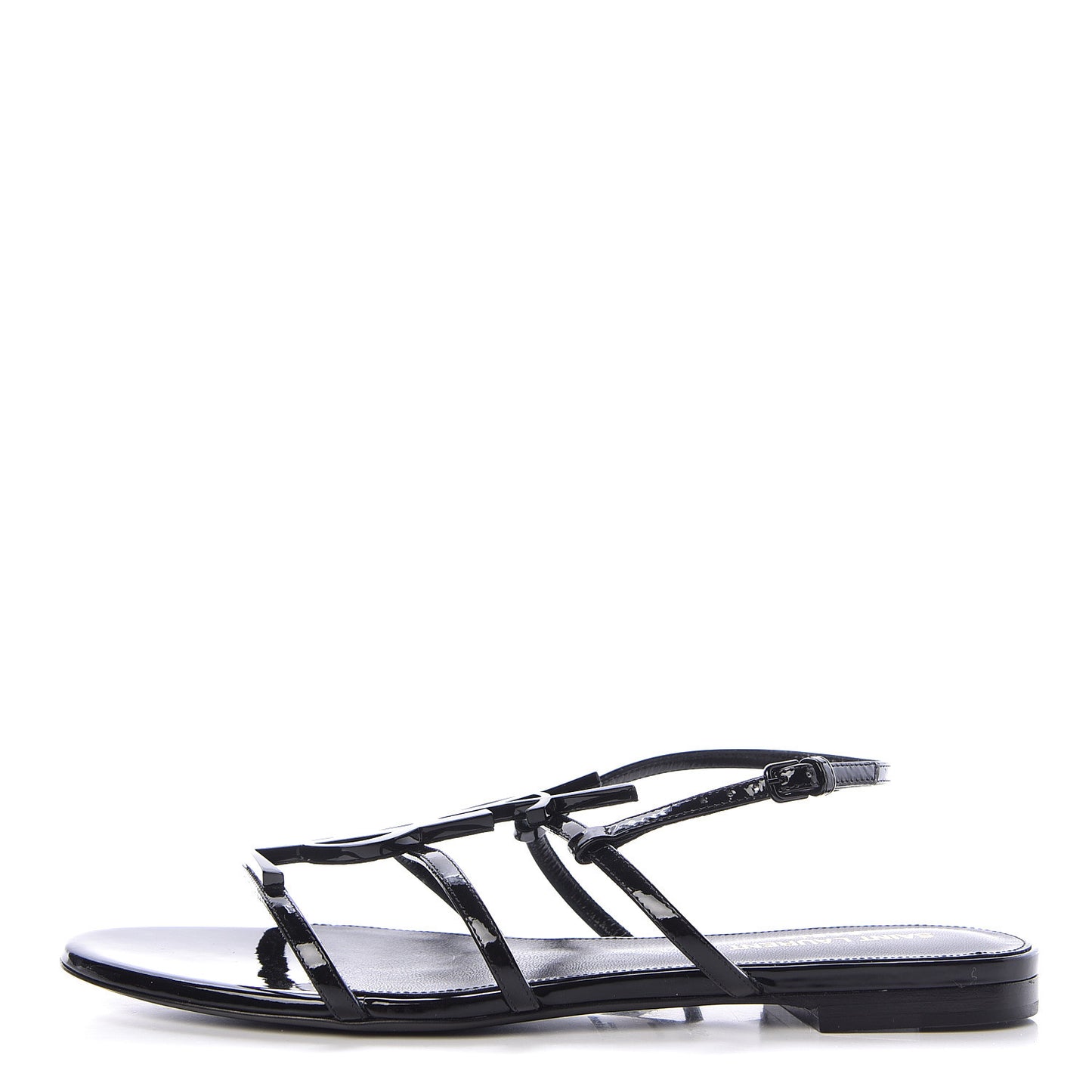 Patent Calfskin Cassandra Monogram Sandals 38 Black