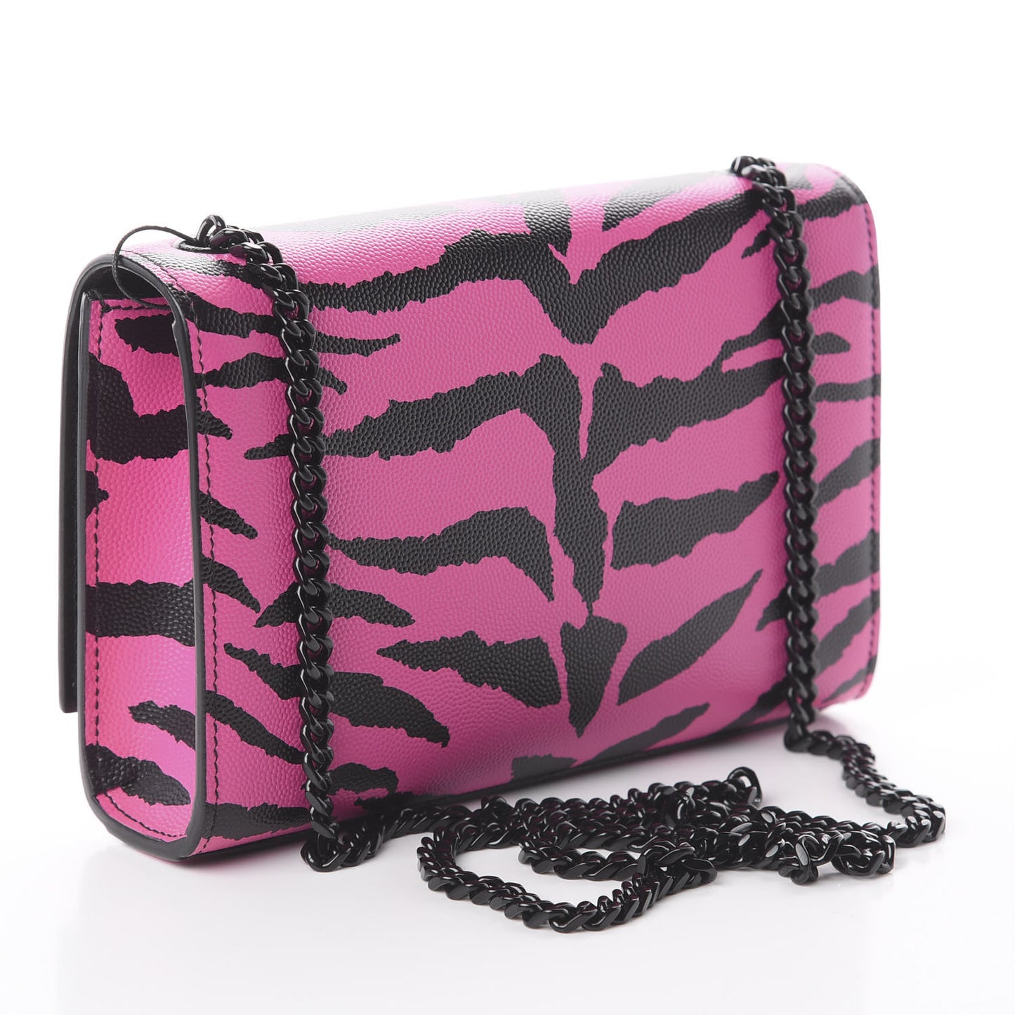 Grain De Poudre Zebra Print Small Monogram Kate Satchel Fuxia Black
