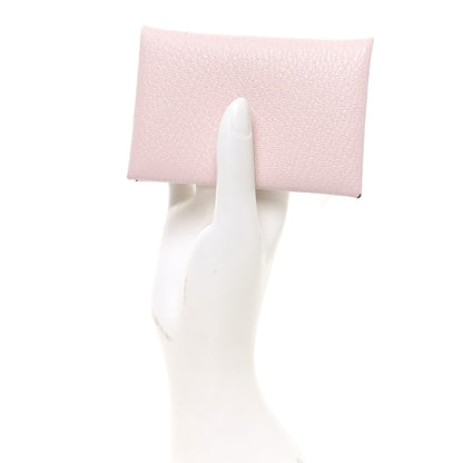 Hermes Chevre Mysore Calvi Duo Card Case Rose Darling 2 of 8