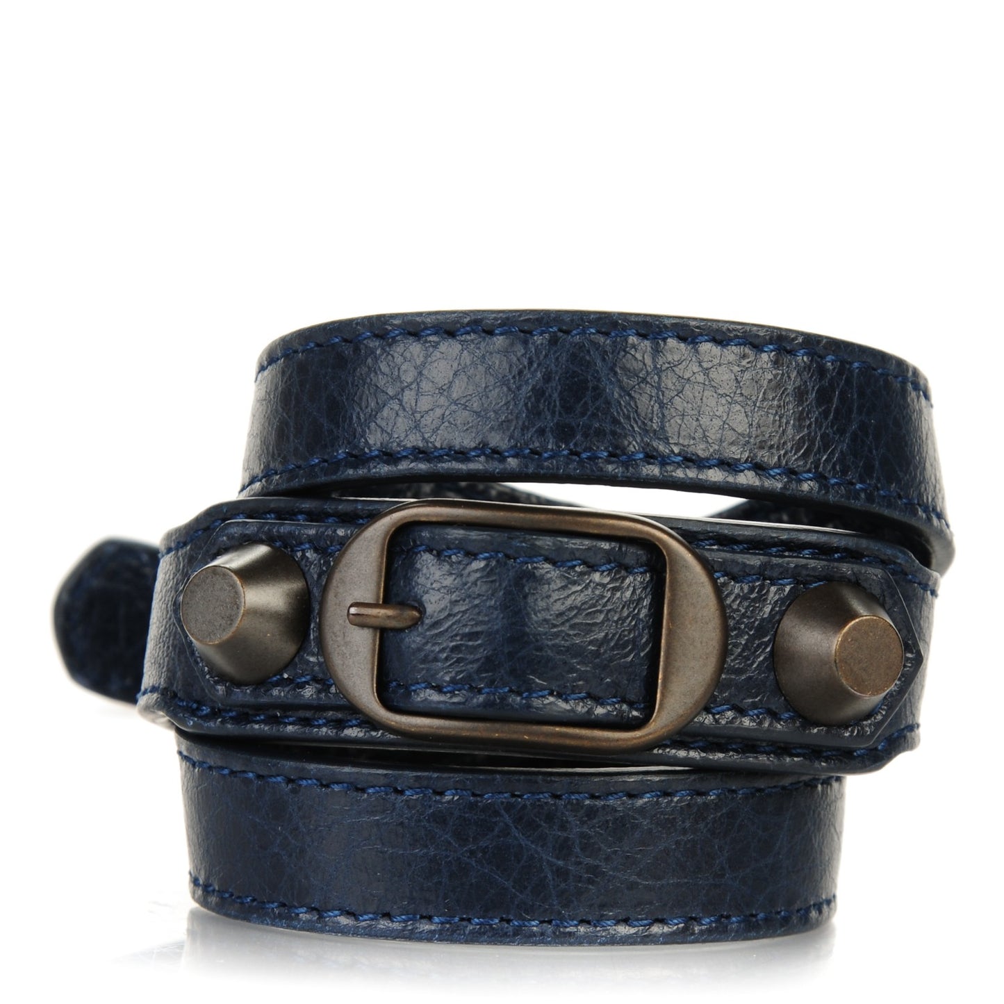 Agneau Arena Classic Hardware Triple Tour Bracelet S Bleu Obscur