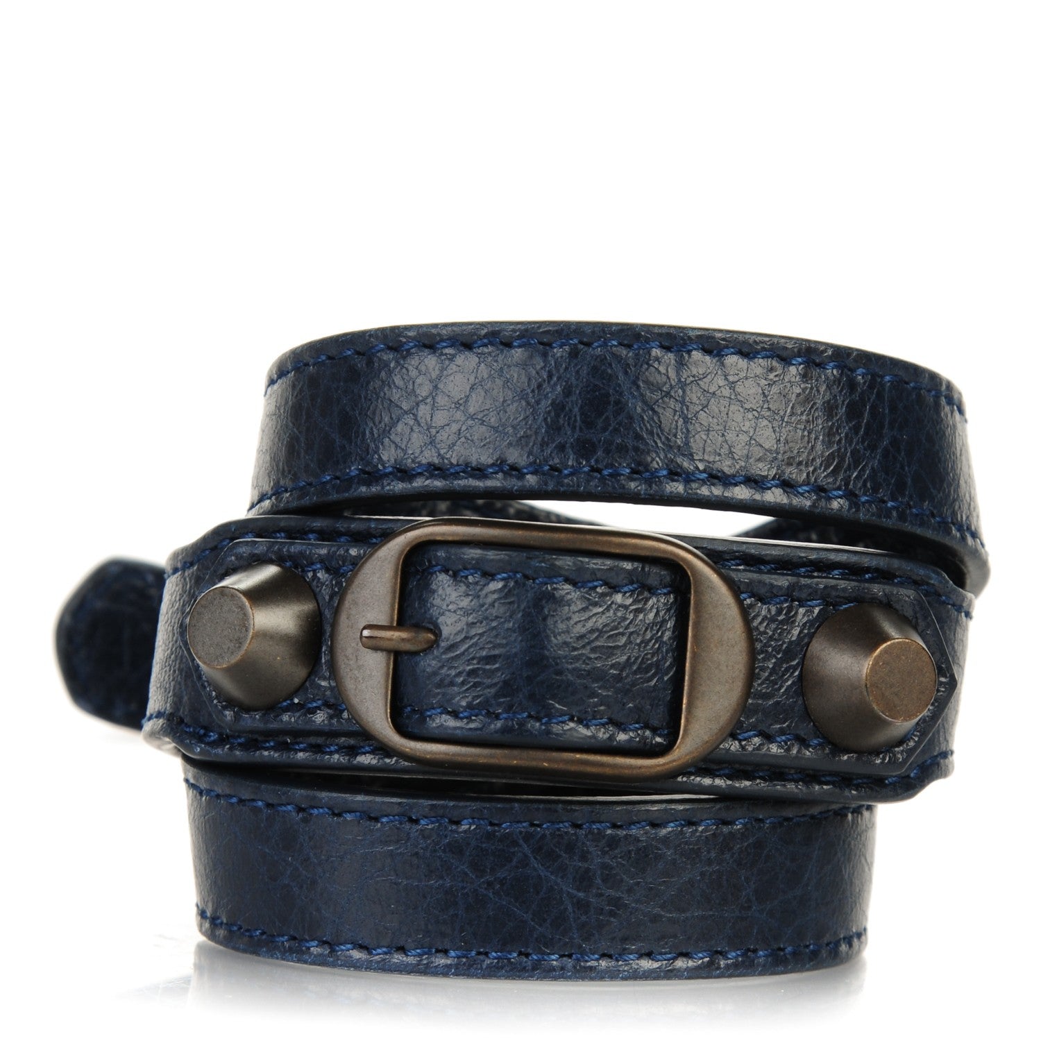 Balenciaga Agneau Arena Classic Hardware Triple Tour Bracelet S Bleu Obscur 1 of 6