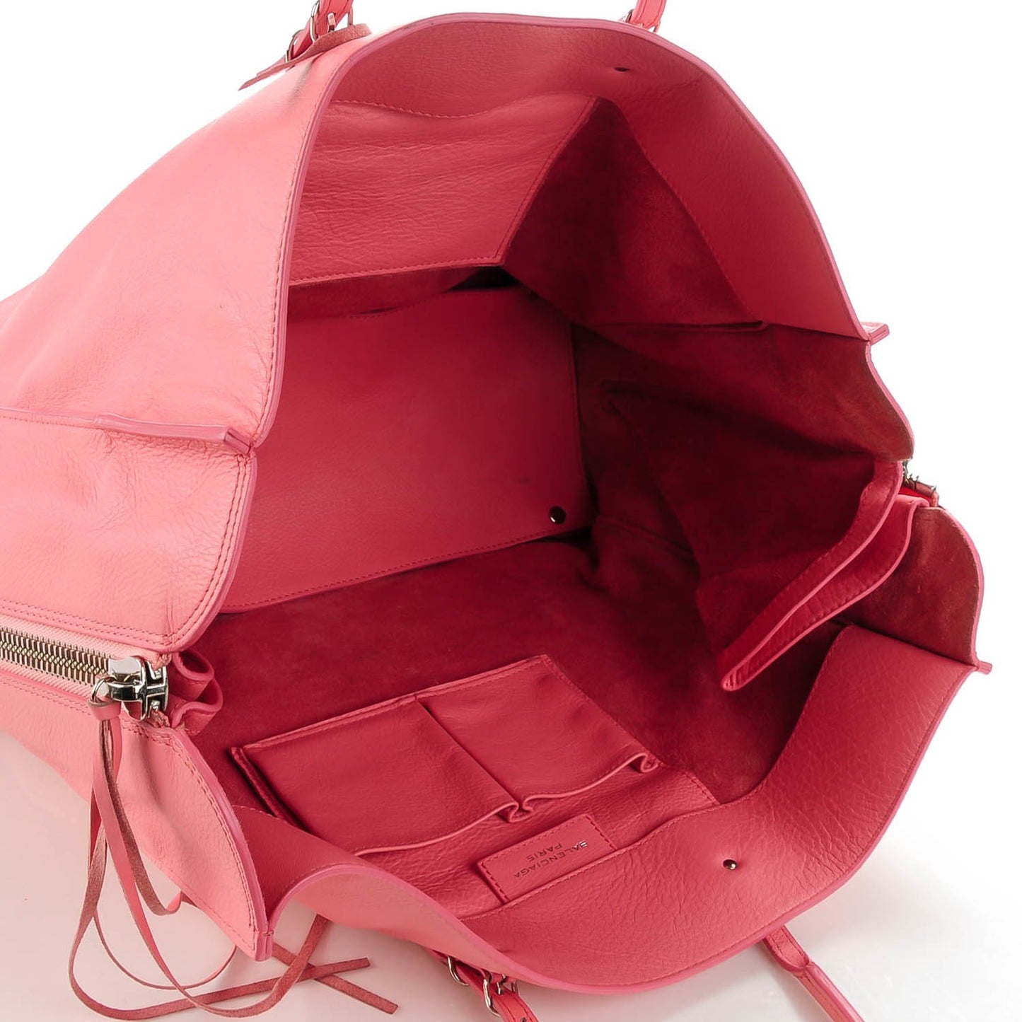 Veau Papier A4 Zip Around Tote Rose Flamingo