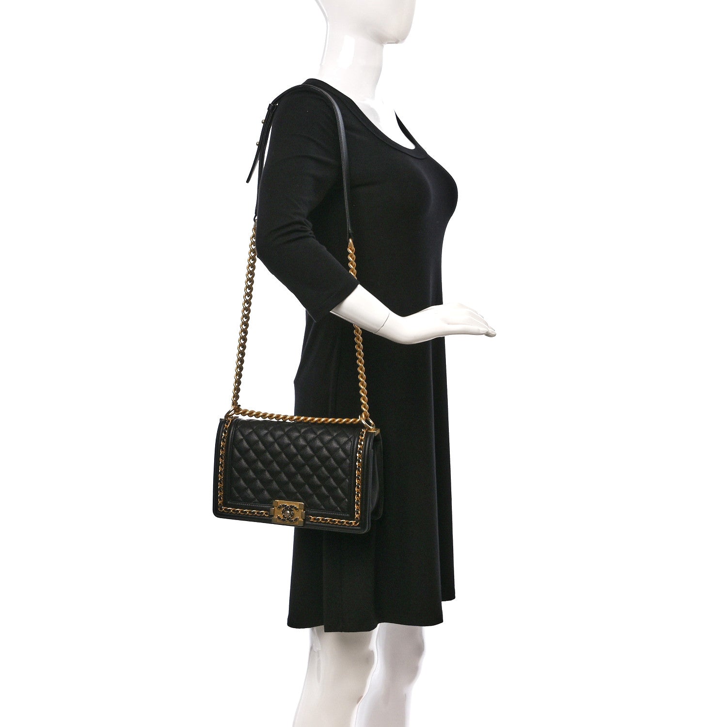 Chanel Caviar Quilted Medium Chain Around Boy Flap Black 2 of 10