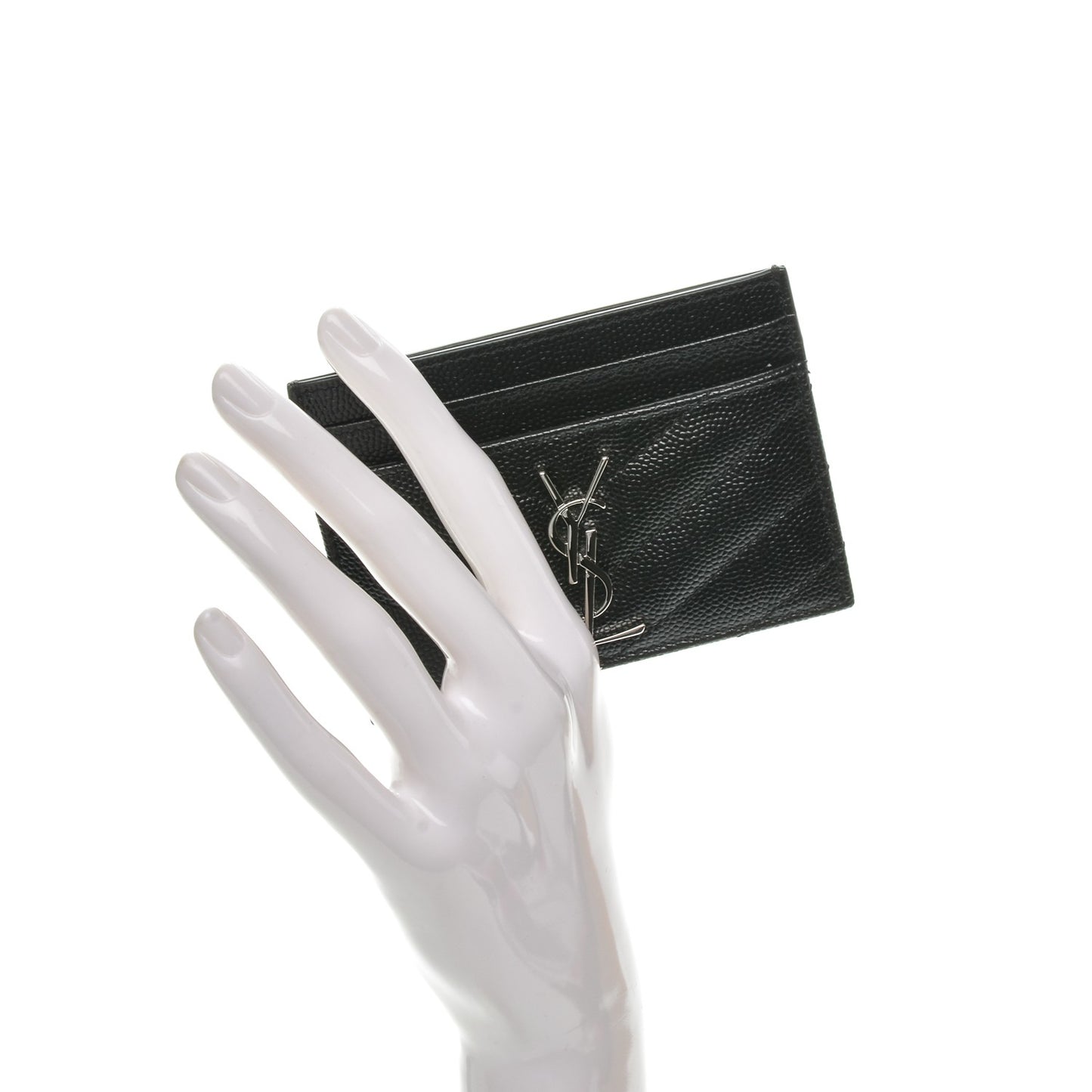 Grain De Poudre Matelasse Chevron Monogram Credit Card Case Black