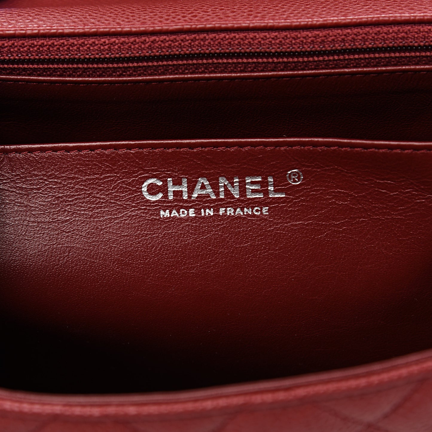 Caviar Quilted Jumbo Single Flap Dark Red