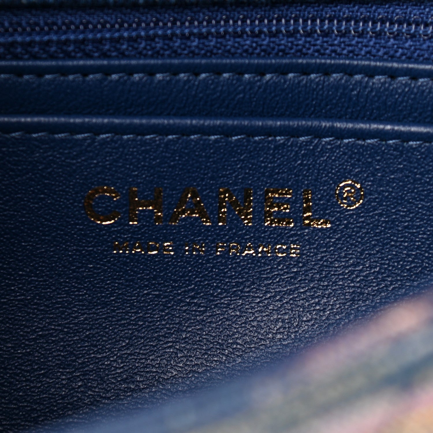 Chanel Striated Quilted Classics in Fabrics Mini Rectangular Flap Navy Yellow Purple Green Multicolor 6 of 10
