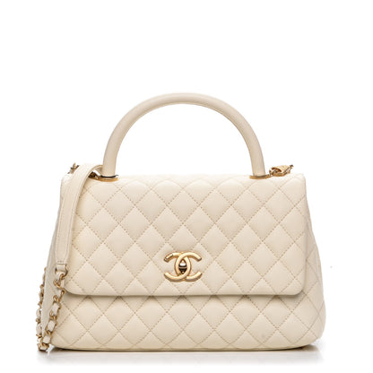 Chanel Caviar Quilted Small Coco Handle Flap White 1 of 9