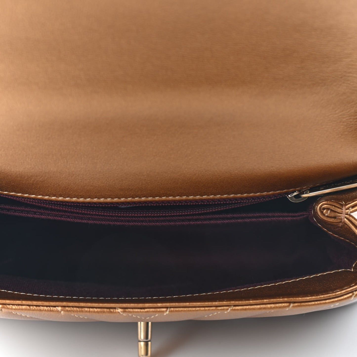 Metallic Calfskin Chevron Quilted Mini Coco Handle Flap Gold
