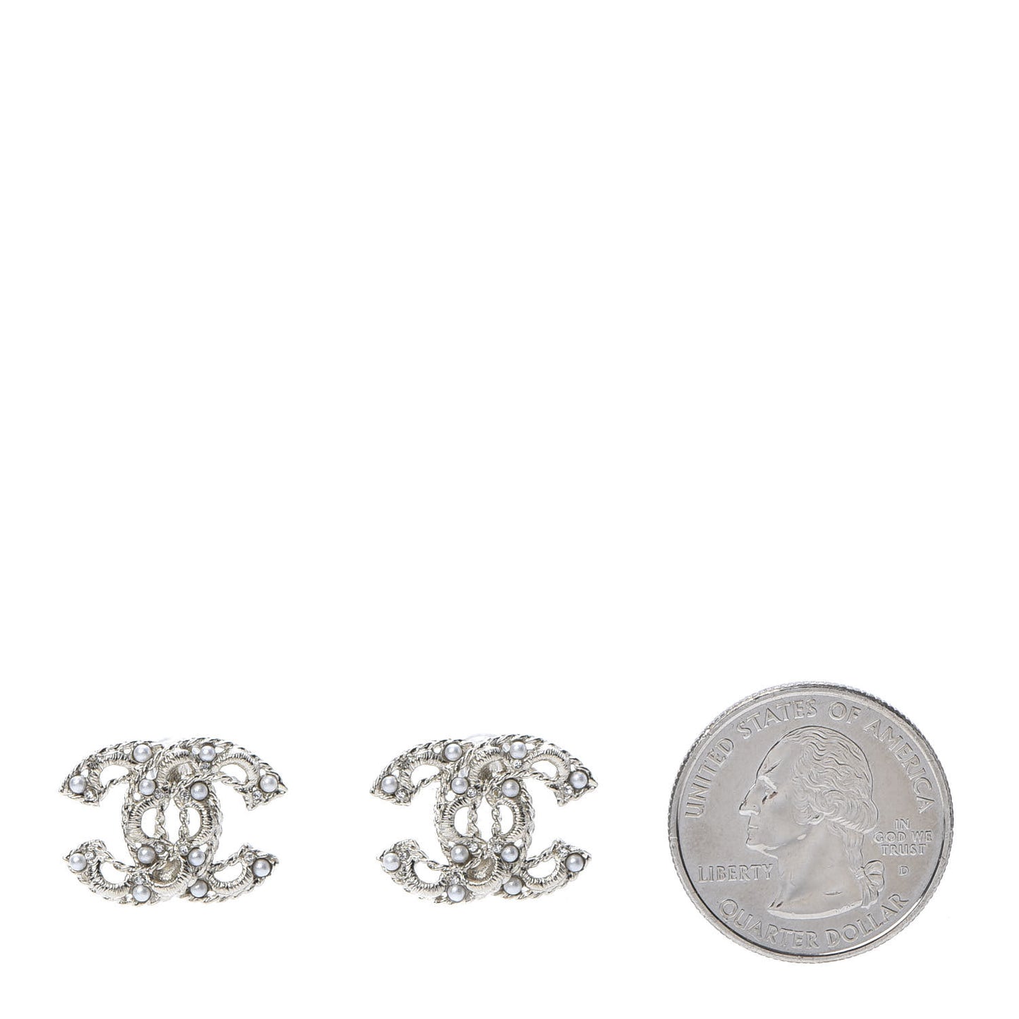 Pearl Crystal CC Earrings Gold