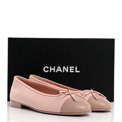 Chanel Lambskin Cap Toe CC Ballerina Flats 37.5 Light Pink Dark Pink 9 of 9