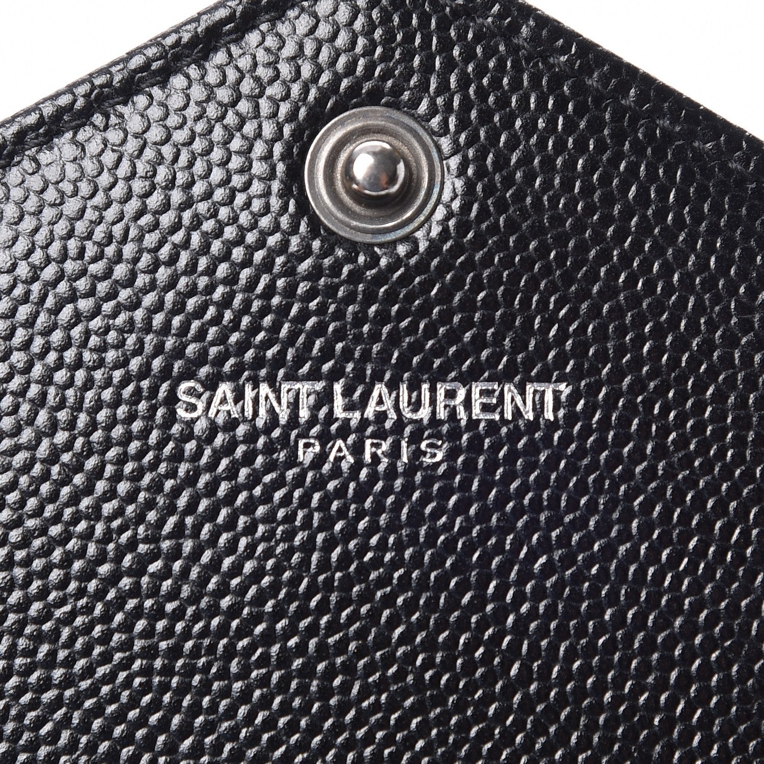 Saint Laurent Grain De Poudre Matelasse Chevron Monogram Envelope Chain Wallet Black 6 of 8