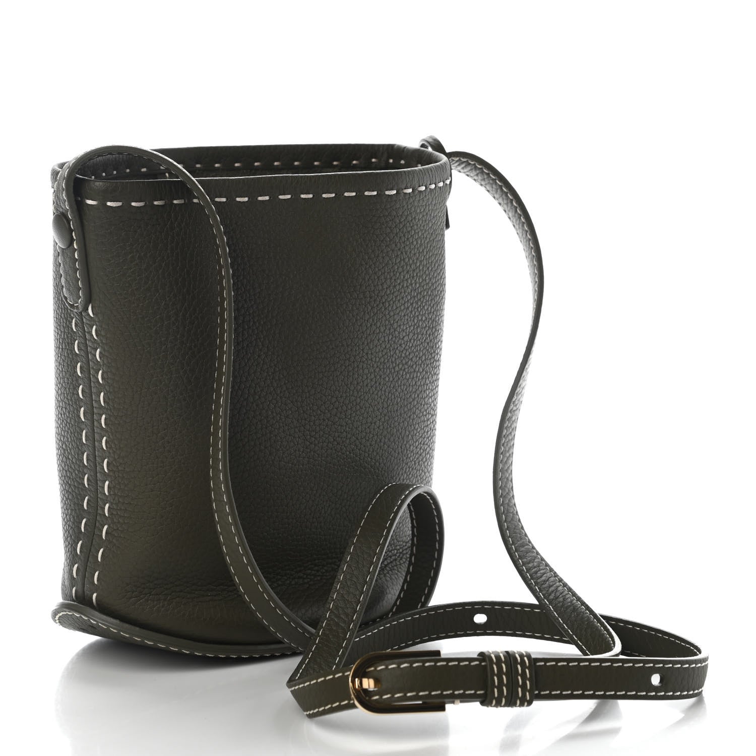 Delvaux Taurillon Pin Bucket Kaki Ivory 3 of 8