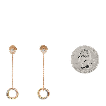 Cartier 18K Pink Yellow White Gold Diamond Small Trinity Drop Earrings 2 of 5
