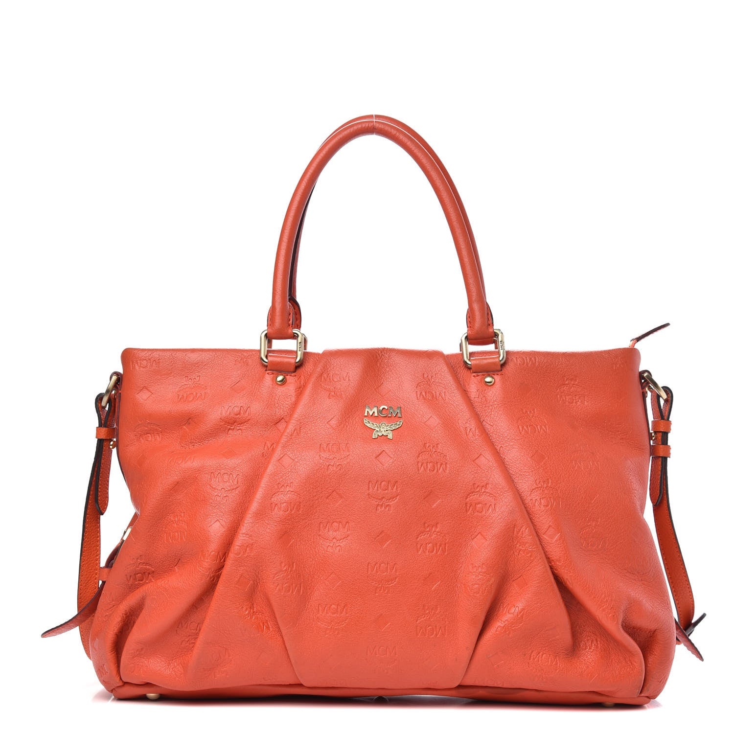 MCM Calfskin Ottomar Monogram Tote Orange 1 of 11