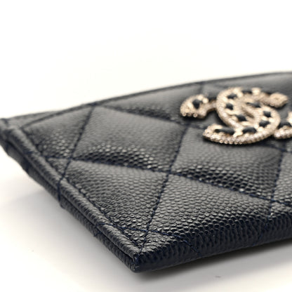 Chanel Caviar Quilted Crystal Card Holder Navy 9 of 11