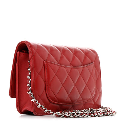 Chanel Lambskin Quilted Wallet On Chain WOC Red 3 of 15