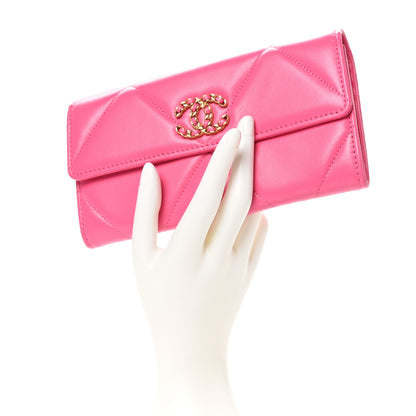 Chanel Lambskin Quilted Chanel 19 Flap Wallet Dark Pink 2 of 10