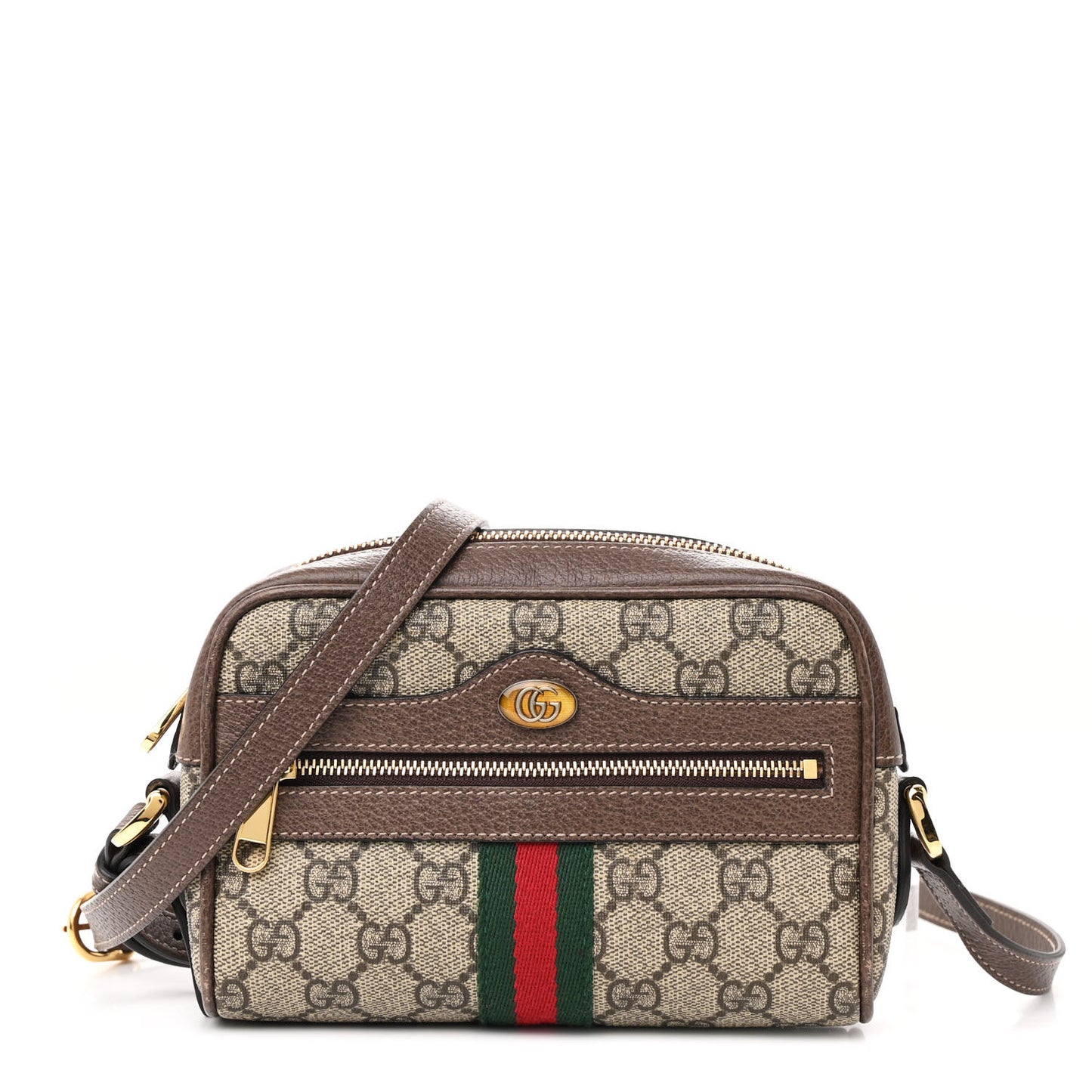 GG Supreme Monogram Web Mini Ophidia Shoulder Bag Brown
