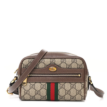 Gucci GG Supreme Monogram Web Mini Ophidia Shoulder Bag Brown 1 of 11