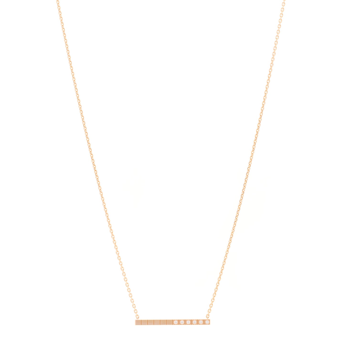 18K Rose Gold Diamond Ice Cube Pure Necklace