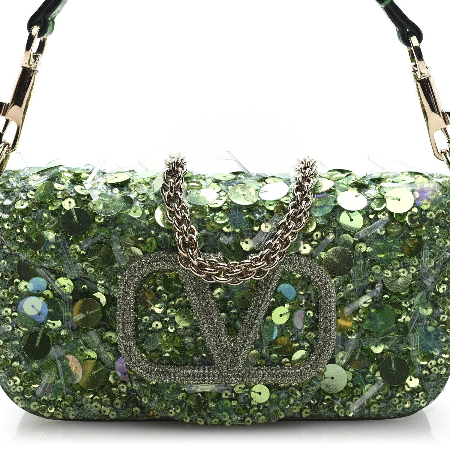Valentino Garavani Sequin Crystal Vlogo Embroidered Small Loco Shoulder Bag Multicolor 7 of 9