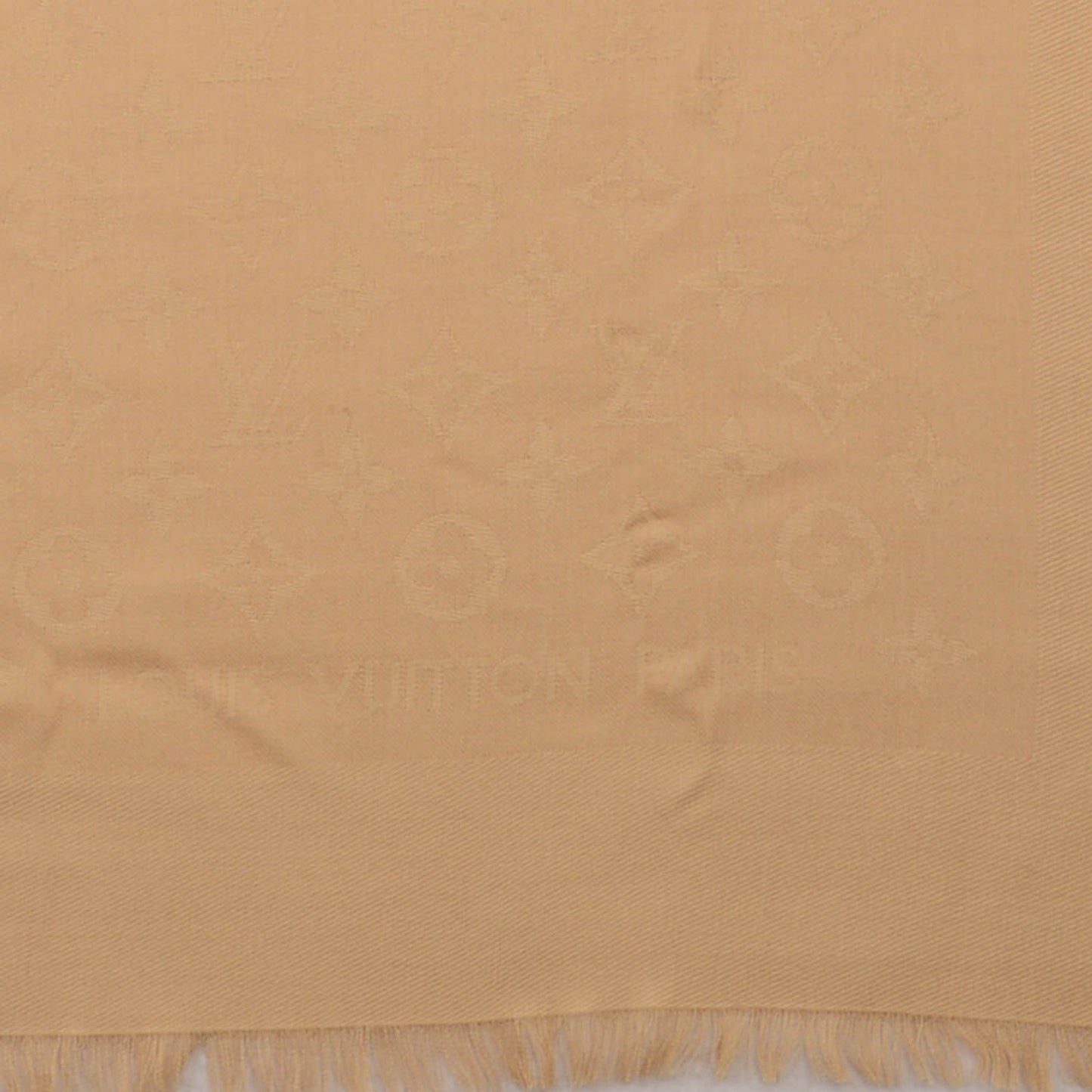 Silk Wool Monogram Shawl Beige