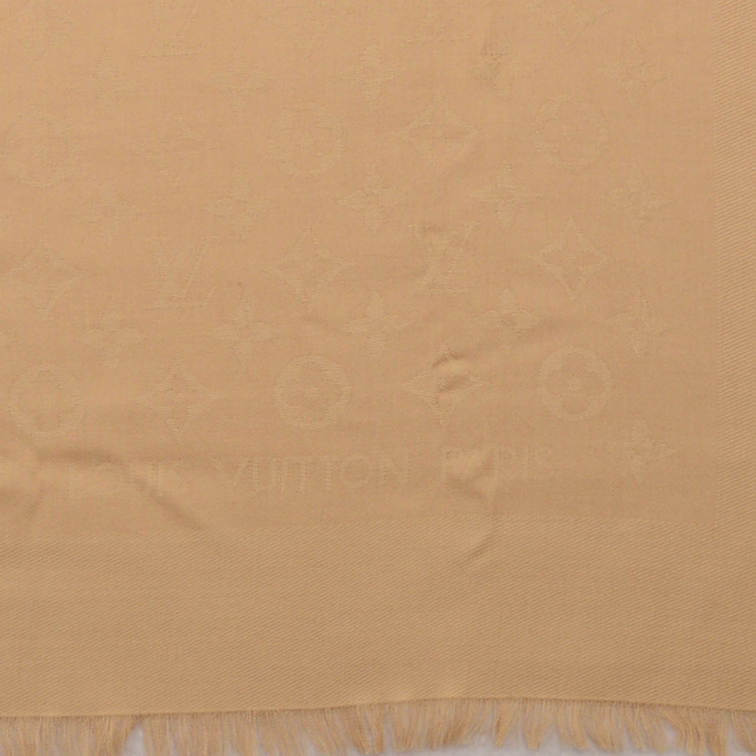 Louis Vuitton Silk Wool Monogram Shawl Beige 4 of 5