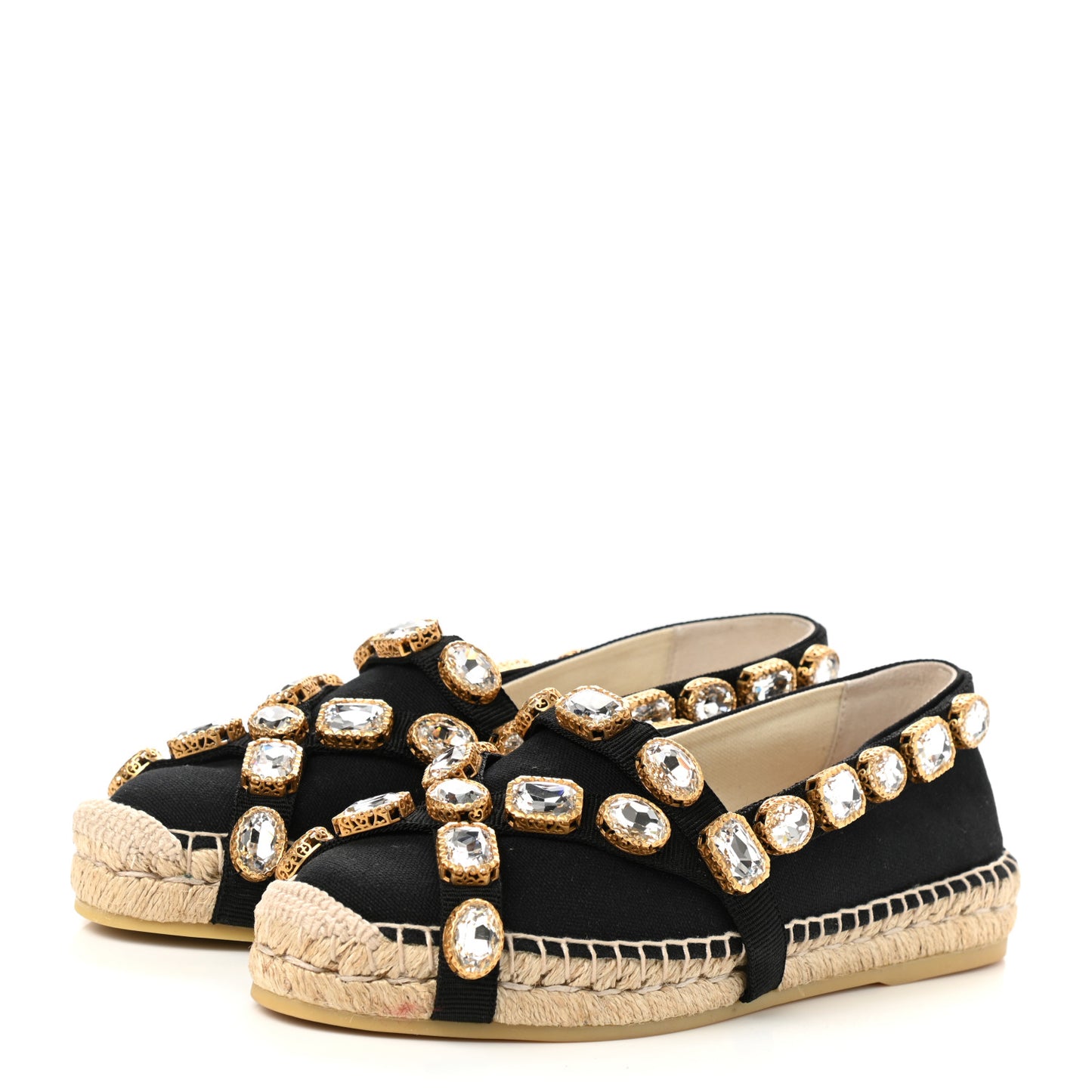 Canvas Crystal Embellished Espadrilles 38.5 Black