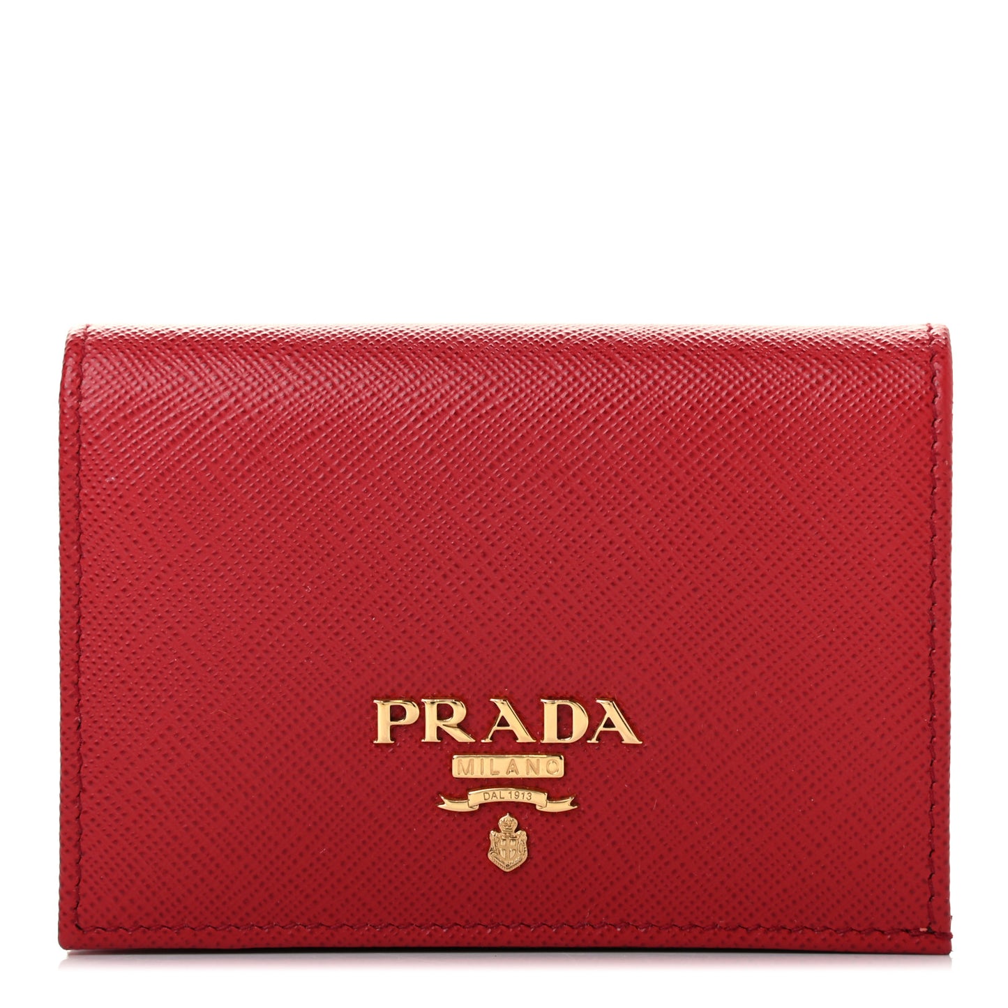 Saffiano Metal Compact Snap Bi-Fold Wallet Fuoco