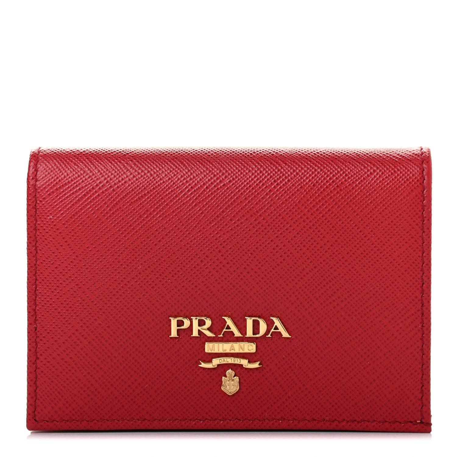 Prada Saffiano Metal Compact Snap Bi-Fold Wallet Fuoco 1 of 7