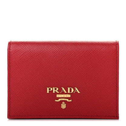 Prada Saffiano Metal Compact Snap Bi-Fold Wallet Fuoco 1 of 7
