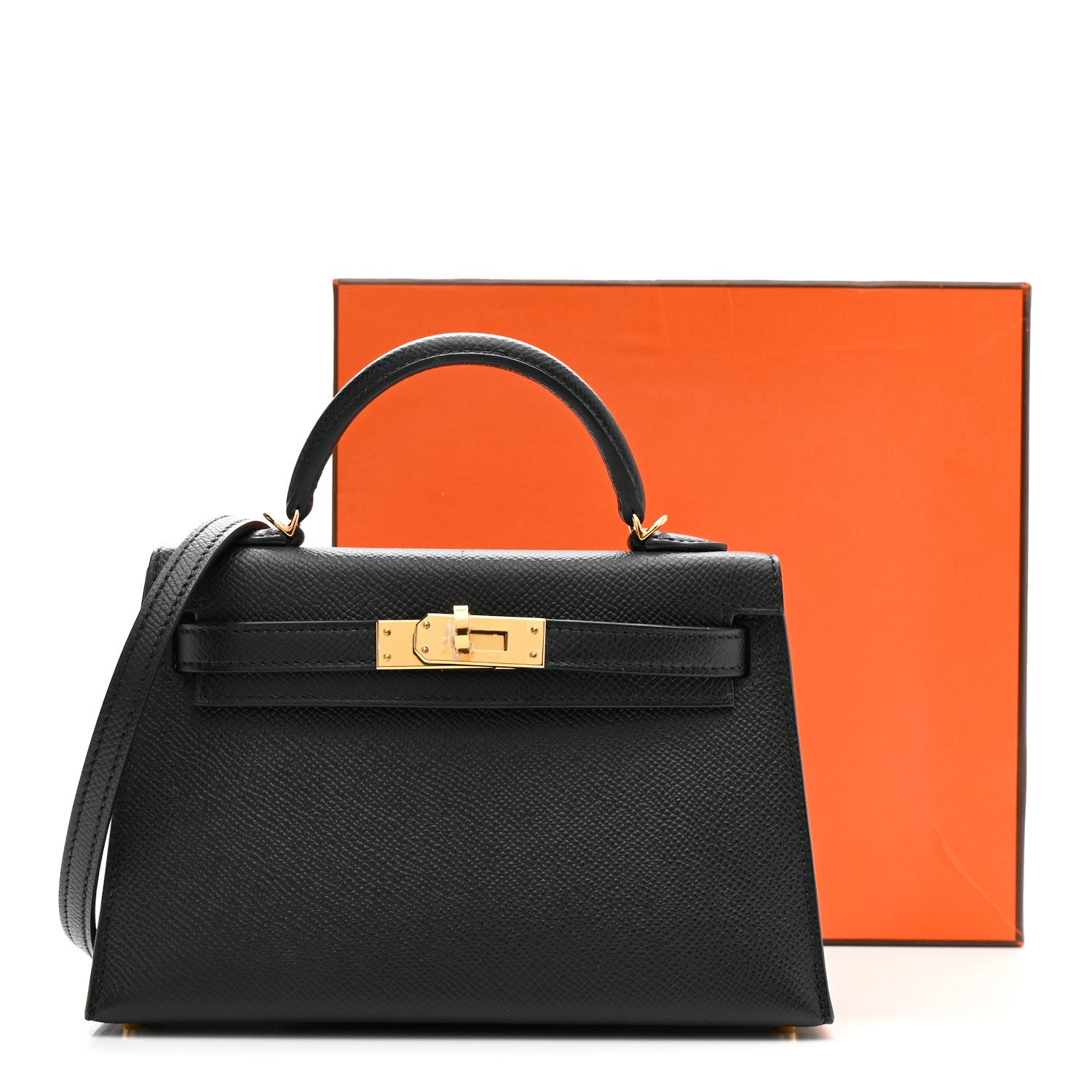 Hermes Epsom Horseshoe Mini Kelly Sellier 20 Black Gold 12 of 12