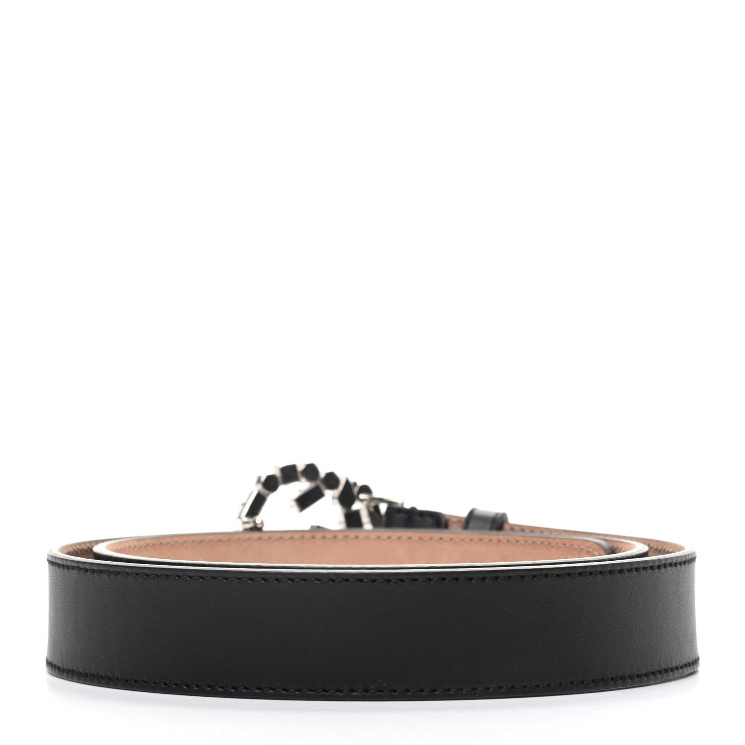 Gucci Calfskin Crystal Interlocking G Belt 90 36 Black 2 of 6