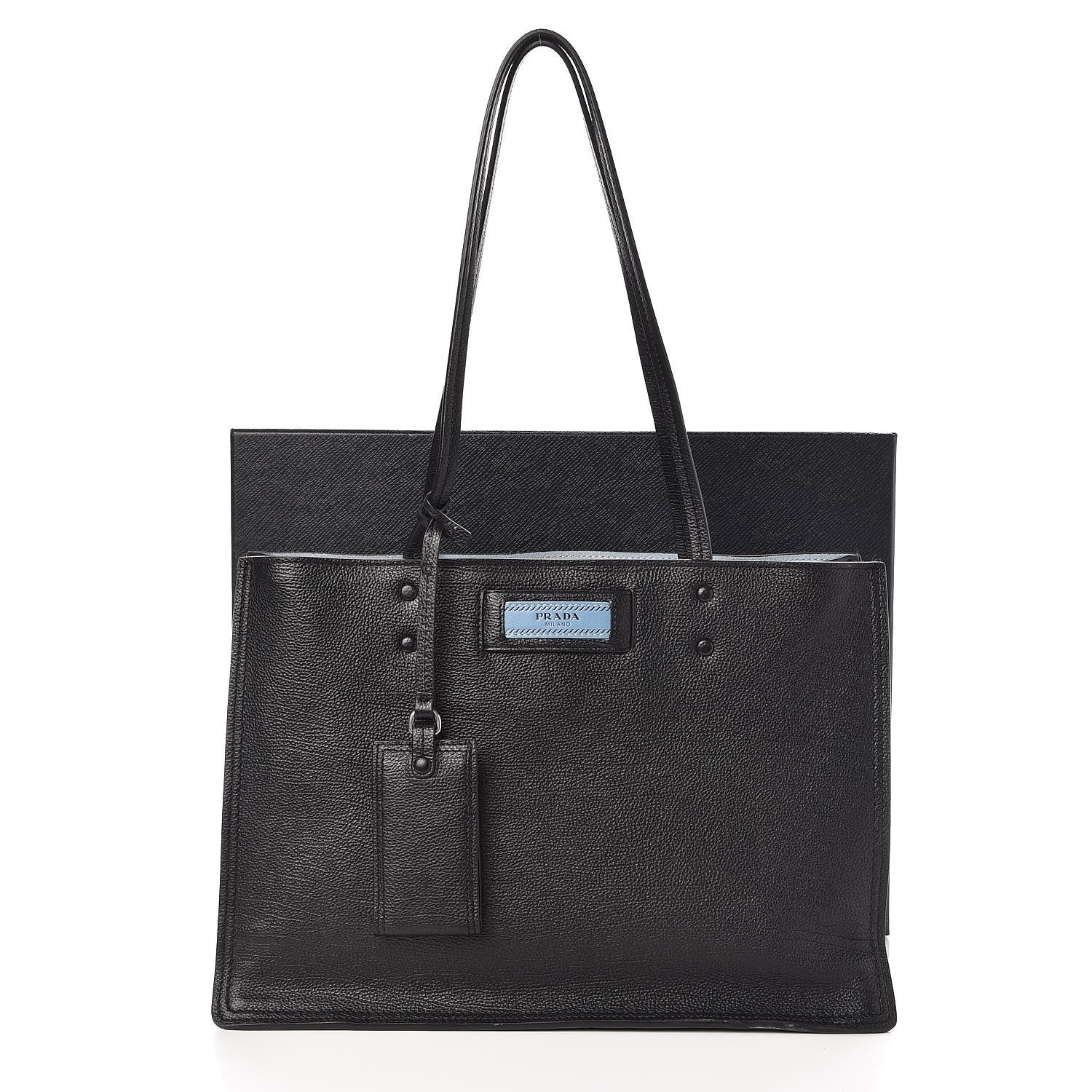 Prada Glace Calf Etiquette Tote Black Astrale 8 of 8