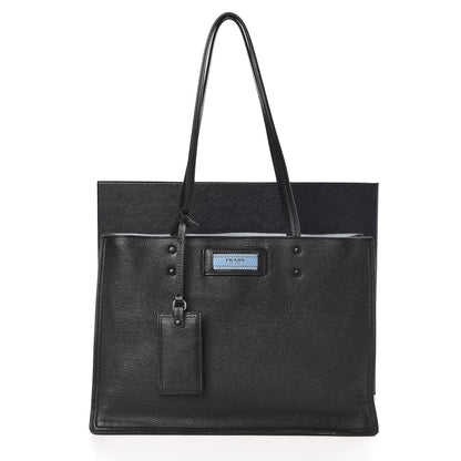 Prada Glace Calf Etiquette Tote Black Astrale 8 of 8