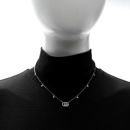 Gucci 18K White Gold Diamond Running GG Pendant Necklace 3 of 5