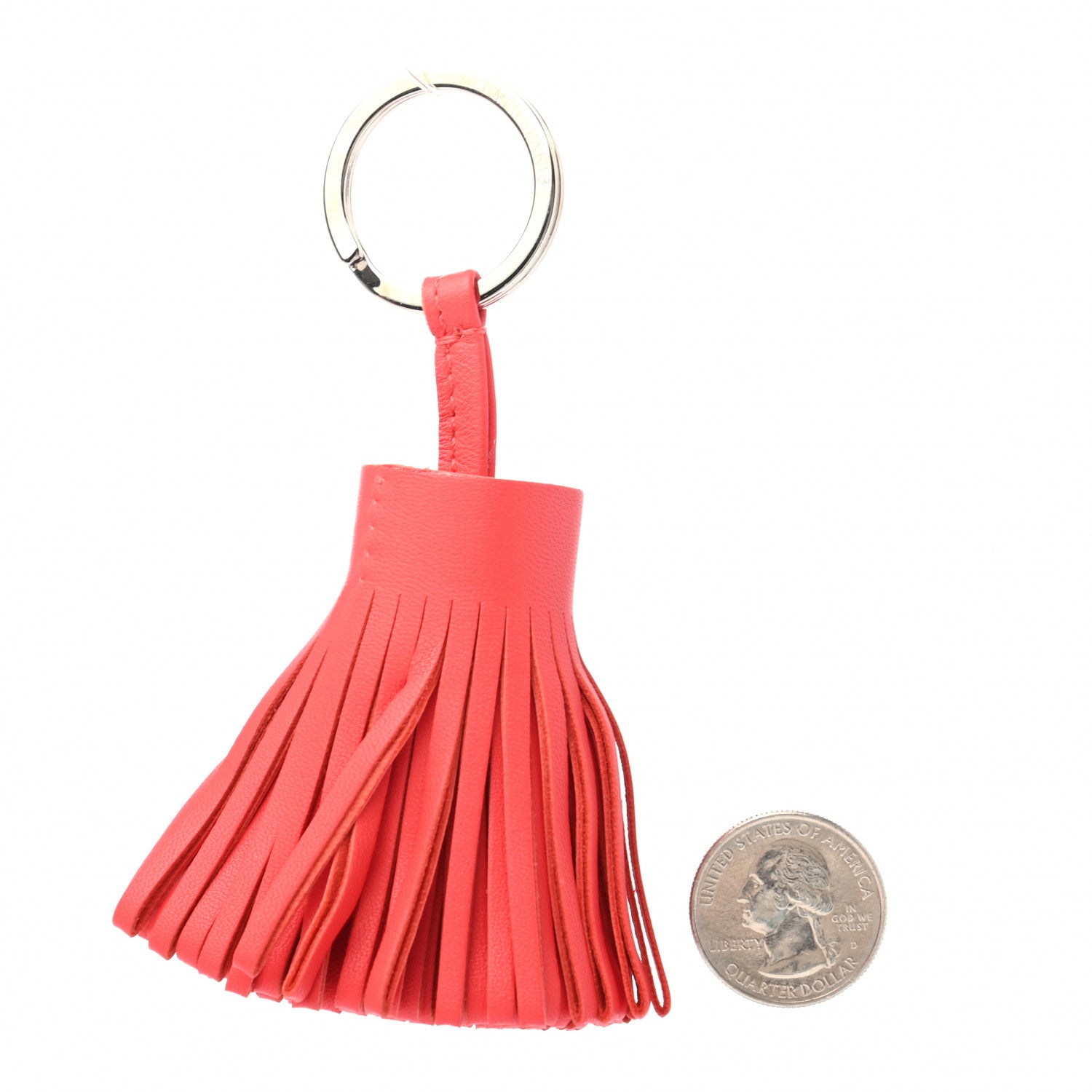 Hermes Lambskin Carmen Tassel Key Holder Rouge Indienne 2 of 4